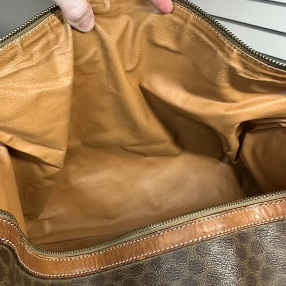 👜 VINTAGE CELINE MACADAM CANVAS & CALFSKIN BOSTON TRAVEL BAG - TAN LEATHER 👜 - Picture 13 of 13